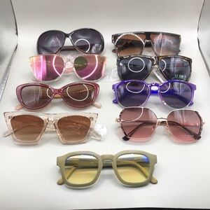 Curated bundle 9 trendy fashion sunglasses variety of brands and styles.